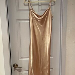 Bebe Champagne Satin Dress